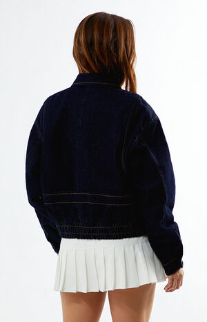 Dark Indigo Embroidered Denim Jacket image number 4