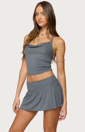 Klara Studded Cowl Neck Halter Top image number 2