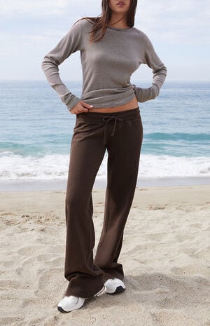 Brown Hilary Soft Yoga Baggy Sweatpants image number 4
