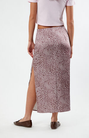 Leopard Satin Midi Skirt image number 4
