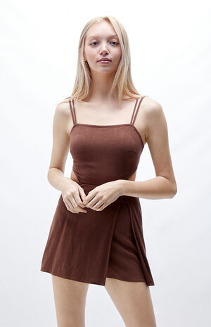 Tie Back Linen Mini Skort Dress image number 1