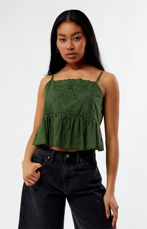Embroidered Babydoll Cami Top