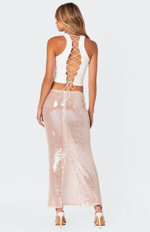 Riki Sheer Sequin Maxi Skirt image number 5