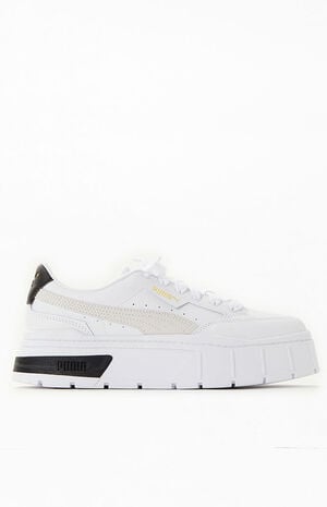 Women's White & Grey Mayze Stacked Sneakers