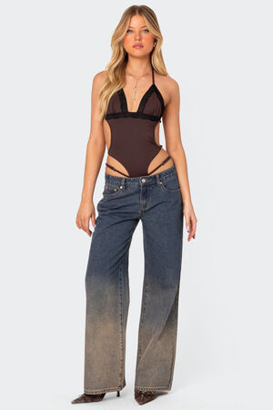 Strappy Lace Trim Bodysuit image number 3