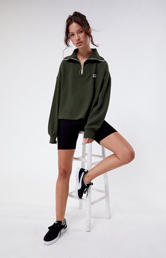 Puma Green Downtown Half Zip Sweatshirt | PacSun