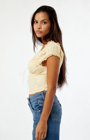 Lace Trim Tie Front Top image number 3