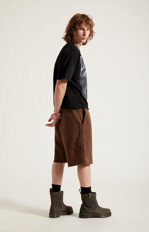 Distressed Star Applique Baggy Sweat Shorts image number 7