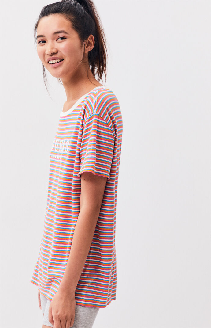 guess rainbow striped shirt