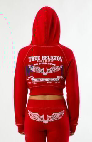 Crystal Big T Zip Up Cropped Hoodie image number 3