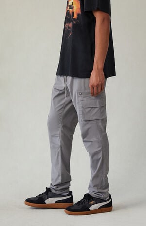 Stretch Gray Slim Cargo Pants image number 1