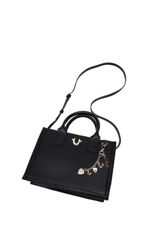 Black Modern Edge Charm Tote Bag image number 9