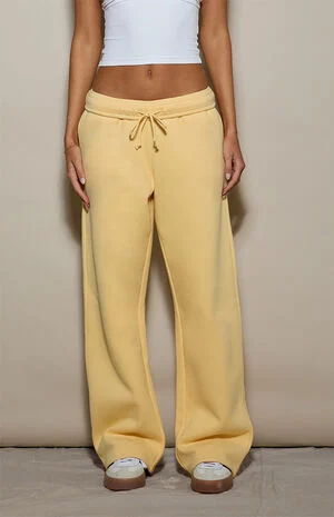 Yellow Ultra Soft Fleece Baggy Sweatpants image number 2
