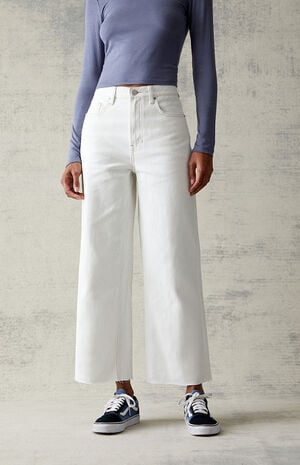 Eco White Cropped Wide Leg Jeans image number 1