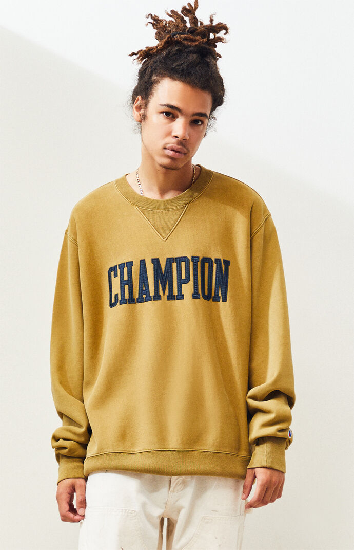 yellow crew neck sweatshirt champion