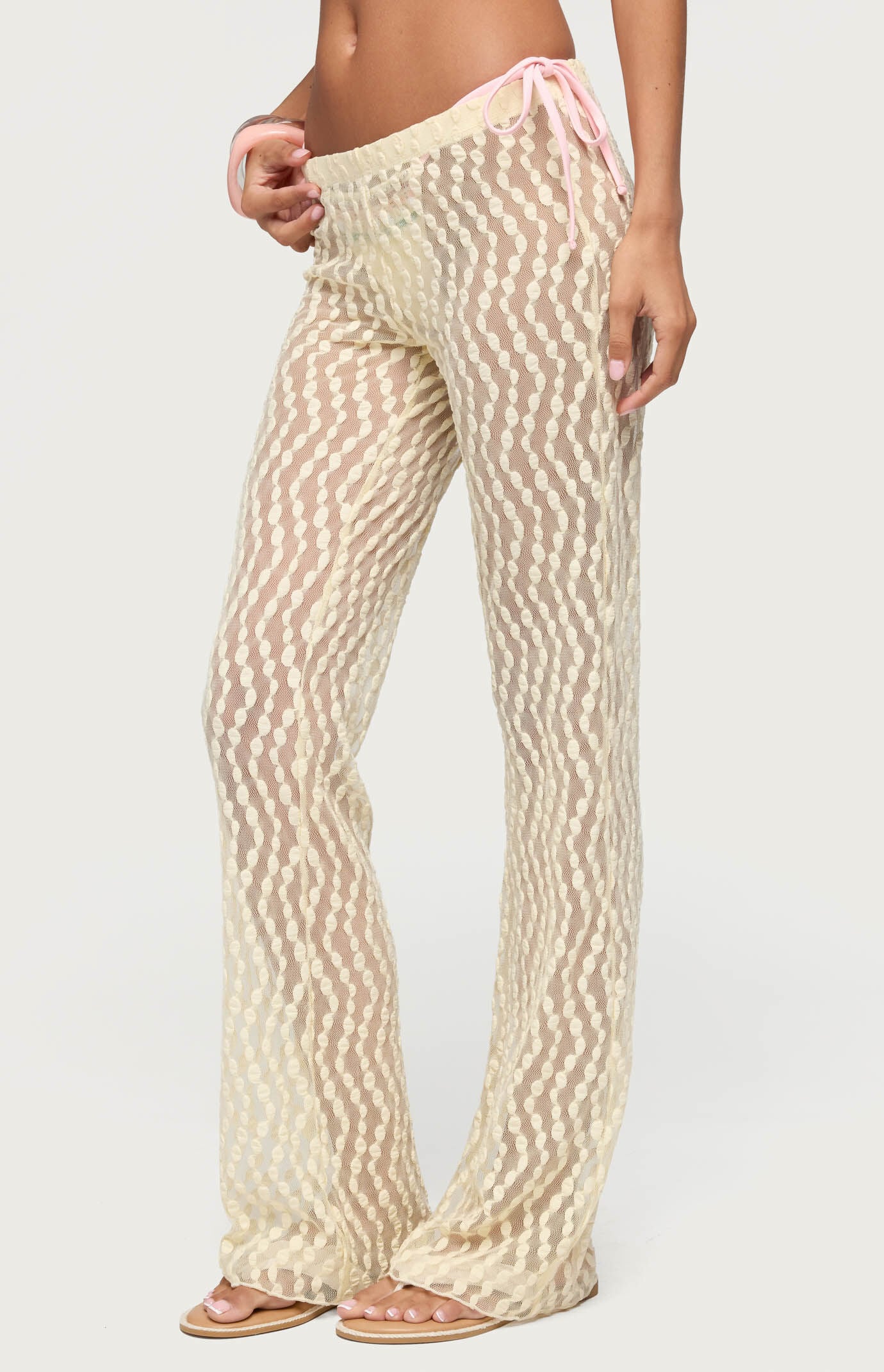 Edikted Liliette Sheer Textured Pants