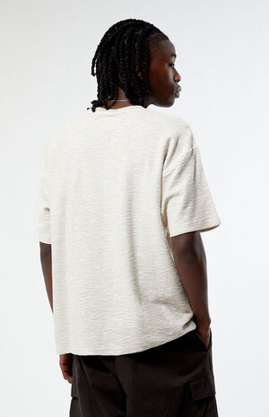 Tan & White Slub Stripe Oversized T-Shirt image number 4
