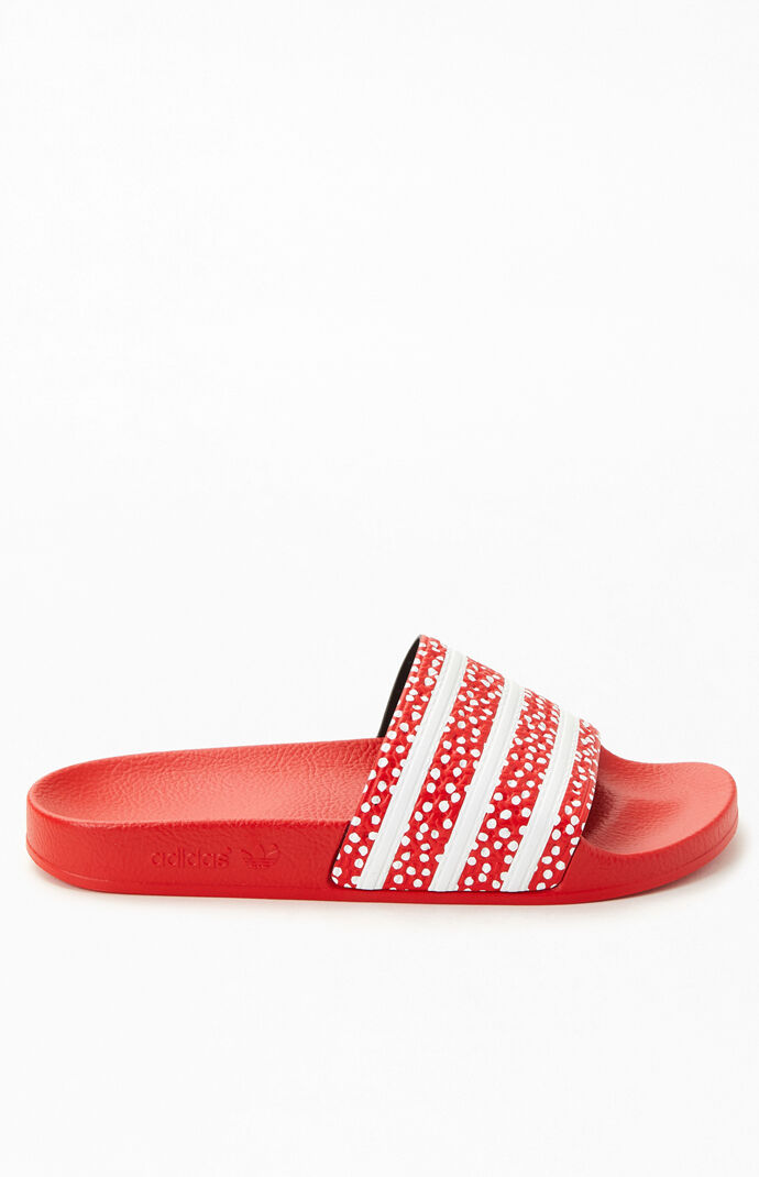 Adidas polka dot slides sales