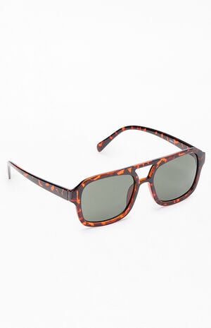 Tortoiseshell Plastic Aviator Sunglasses