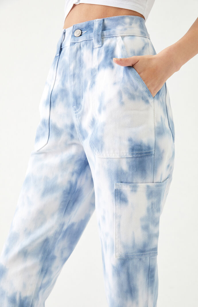 Blue Tie Dye High Waisted Surplus Pants