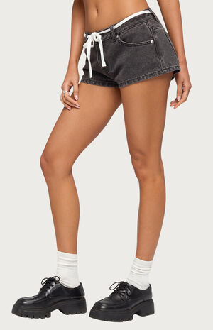 Olesia Tie Belt Denim Shorts image number 2
