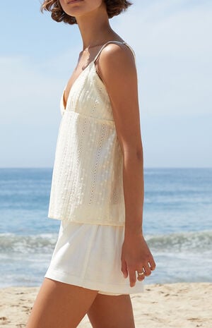 Yellow Edith Eyelet Tank Top image number 3