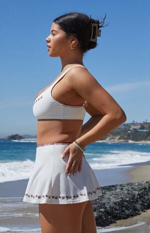 Ivory Rosa Embroidered Swim Mini Skirt Ivory Rosa Embroidered Swim Mini Skirt image number 3