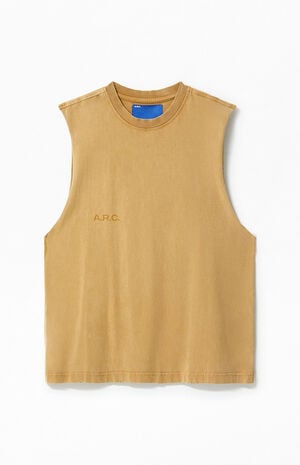 Light Tan Vintage Wash Cut Off Muscle T-Shirt