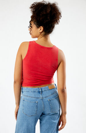 Vintage Wash Notched Button Tank Top image number 4