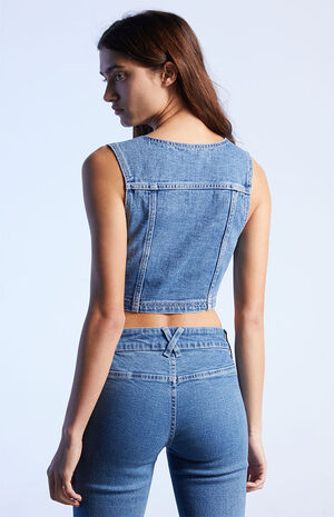 Ultra Cropped Denim Vest image number 4