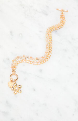 Flower Charm Chain Bracelet image number 3