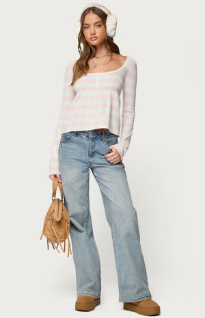 Lockie Striped Knit Babydoll Top image number 5