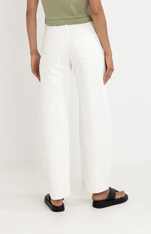 White Low Rise Barrel Jeans image number 4