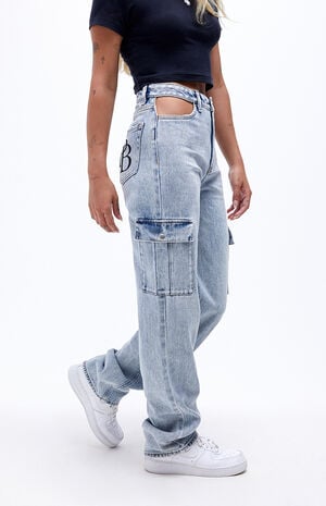 By PacSun Light Blue Cutout Carpenter Pants By PacSun Light Blue Cutout Carpenter Pants image number null