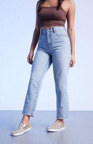 Eco Light Blue&nbsp;High Waisted Straight Leg Jeans image number 3