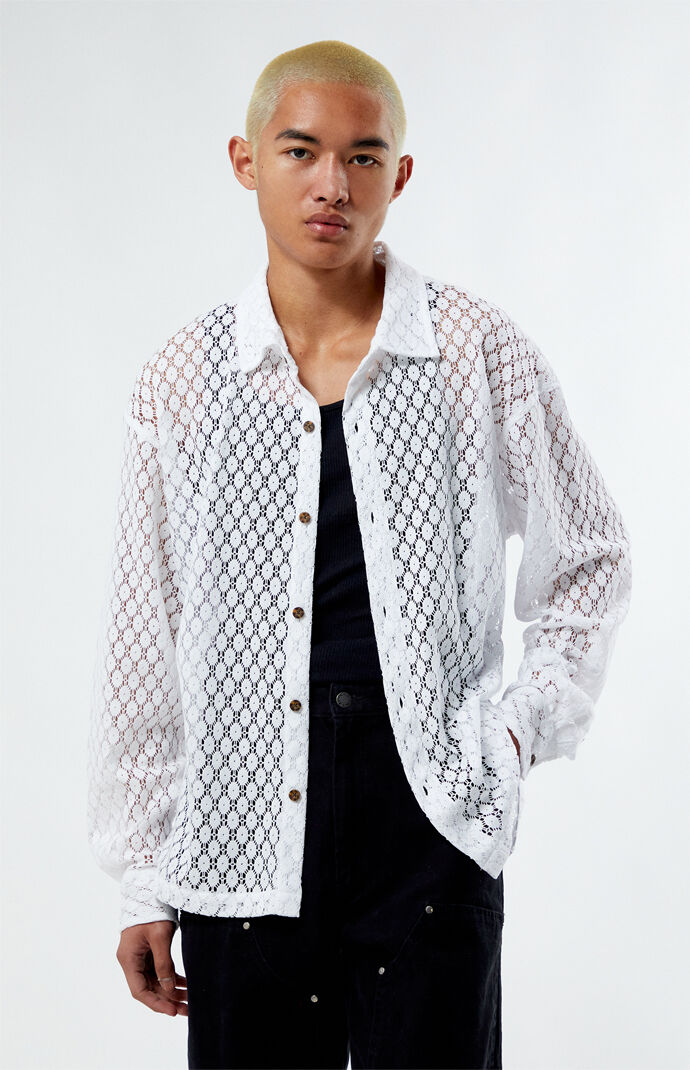 White lace long sleeve shirt outlet