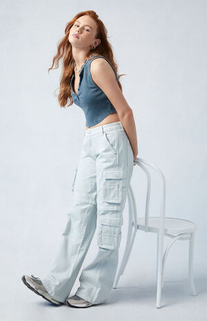 Eco Gray Low Rise Baggy Zip Off Pants image number 2