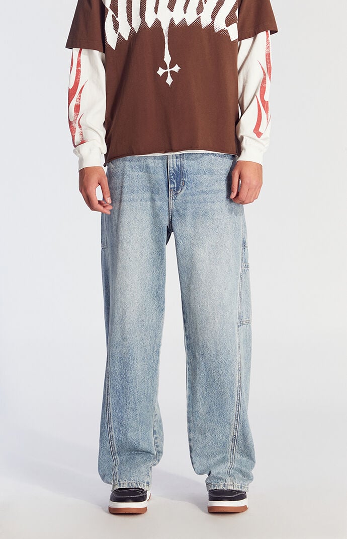 gourmet buggy jeansライトブルー gourmet buggy jeansライトブルー Low Rise Baggy Jeans Blue