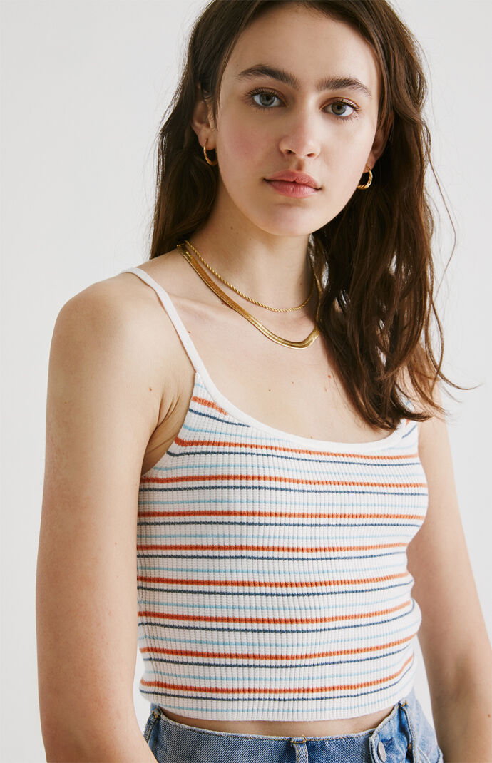 Striped Waffle Scoop Cami Top
