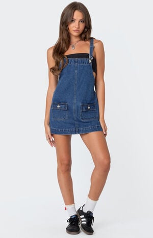 Overall Denim Mini Dress image number 4