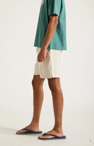 Cream Linen&nbsp;Shorts image number 4