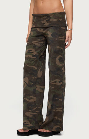 Lumielle Camo Wide Leg Foldover Pants image number 2