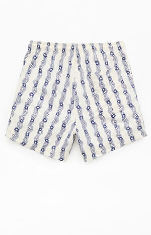 Blue Flower Stripe 4.5" Swim Trunks image number 2