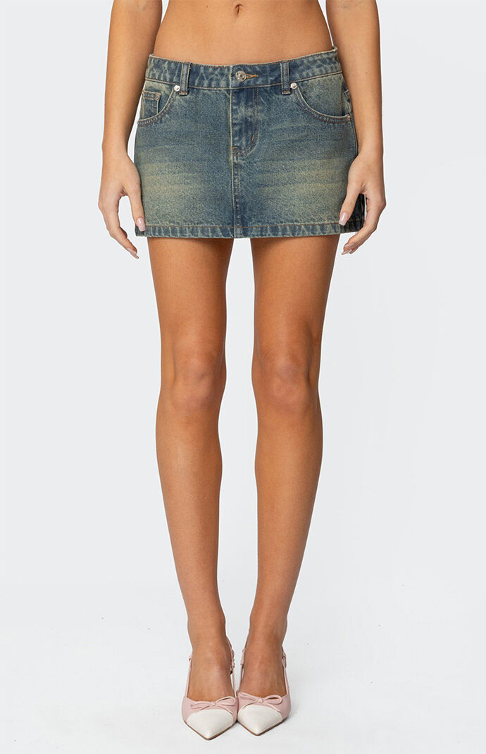 Edikted Tristan Washed Denim Mini Skirt | PacSun