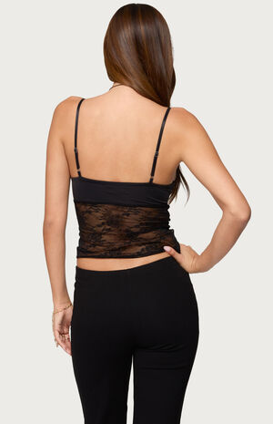 Damarie Cutout Ruched Sheer Lace Top image number 3