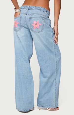 Mirra Embroidered Flower Low Rise Jeans image number 3