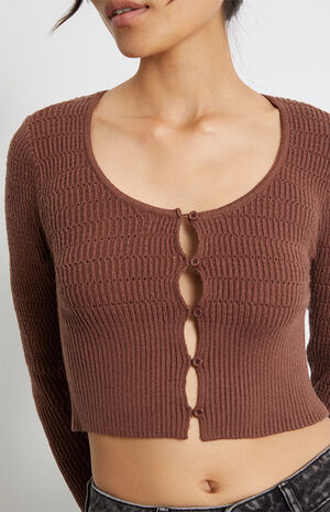 Button Front Pointelle Cardigan image number 2