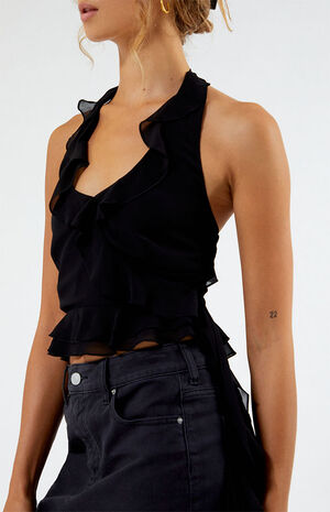 Mesh Ruffle Tank Top image number 3