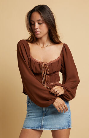 Iris Lace Trim Long Sleeve Top image number 2