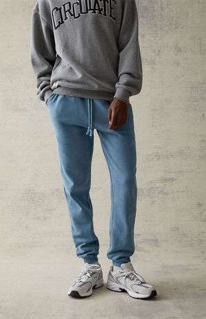 Fleece Washed Blue Jogger Sweatpants image number 2